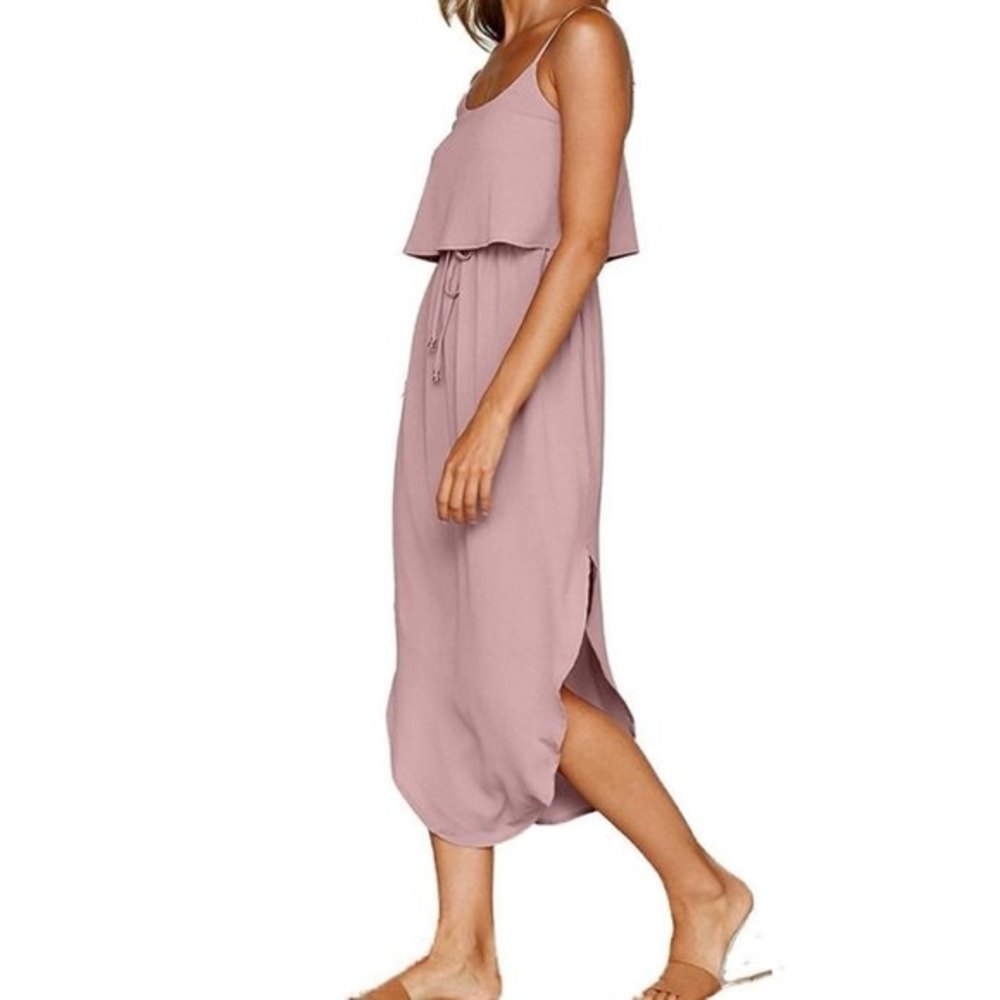 Blush cinch waist flowy strapy dress size large